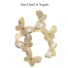 Кольцо Бабочки в стиле Van Cleef золотое