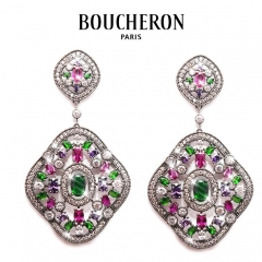 Серьги Boucheron розово зеленые