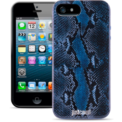 Чехол силиконовый Just Cavalli для iPhone 5 Змеиный синий