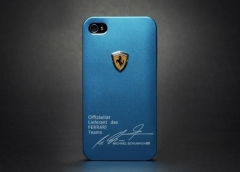 Чехол Ferrari для iPhone 4S голубой