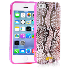 Чехол силиконовый Just Cavalli для iPhone 5 Змеиный розовый