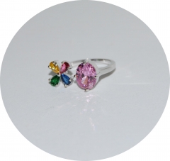 Кольцо розовый камень и цветочек
