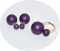 Комплект кольцо и пусеты фиолетовый