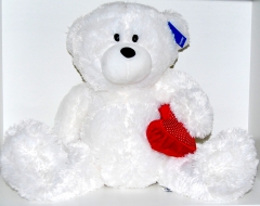 Медведь с сердцем 42 см белый