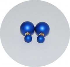 Серьги шарики матовые синие