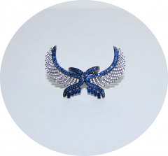 Кольцо серебряное Крылья синее