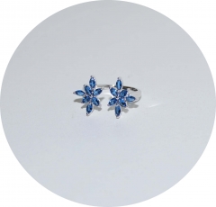 Кольцо с кристаллами синее