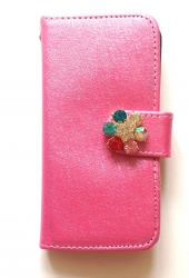 Чехол книжка Цветок для iPhone 5 розовый