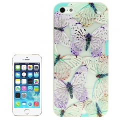 Чехол Бабочки для iPhone 5S голубой