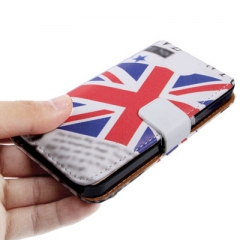 Чехол книжка Британский Флаг для iPhone 5 белый