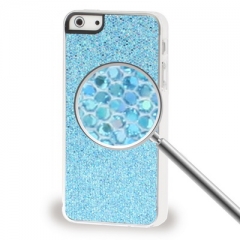 Чехол с блестками для iPhone 5S голубой