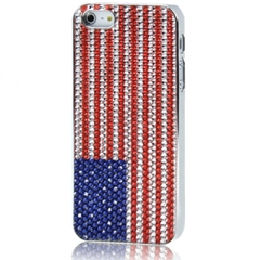 Чехол для iPhone 5 Американский флаг со стразами