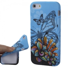 Чехол с Бабочками для iPhone 5S синий