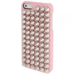 Чехол с серебряными шипами для iPhone 5 розовый