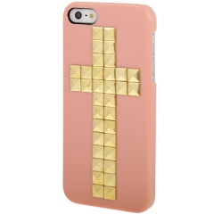 Чехол с клепками Крест для iPhone 5 персиковый