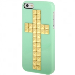 Чехол с клепками Крест для iPhone 5 салатовый
