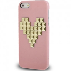 Чехол с клепками Сердце для iPhone 5 розовый