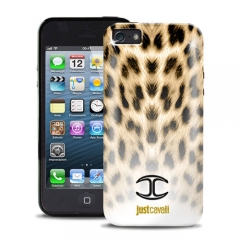 Чехол силиконовый Just Cavalli для iPhone 5 Леопард бежевый